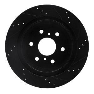 Cadillac Escalade Brake Rotor (1) - Rear Left - R1 Concepts - Drilled & Slotted - Black - `07-`20